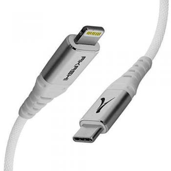 Cable USB-C a Lightning Trenzado MFi Certificado Macho a Macho 1m Blanco