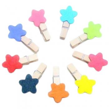 Cosanter 10 Piezas Mini pinza de Madera de Diseño de Estrella de Cinco Puntas para Postal Papel Fotográfico y DIY Decoración Tools