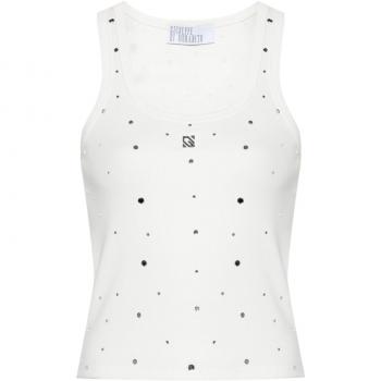 Giuseppe Di Morabito Women's Ribbed Cotton Tank Top, White, Size XS