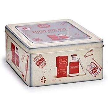 ARTE REGAL Caja Hojalata Botiquin con Ventana 9x18x18cm