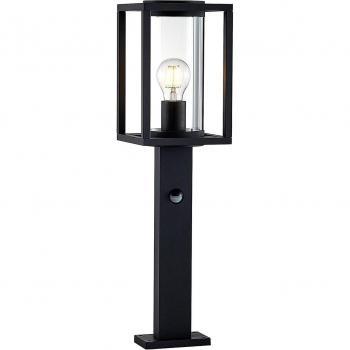 Bolardo luminoso Lucande Ferda con sensor, 60 cm, moderno en negro, hecho de aluminio, 1 llama E27 para exterior, ideal para iluminación de senderos y balizas
