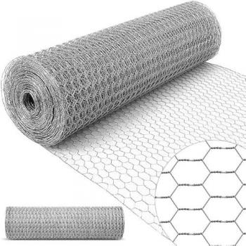 Suinga Malla Metálica Hexagonal 13mm 1x25m Galvanizada de Alambre 0,7mm Triple Torsión para Cercado Agrícola y Avícola