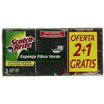 Scotch-Brite Esponja Fibra Verde, 3 Unidades