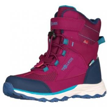 Trollkids Botas de Nieve Hafjell Xt - Botas de invierno impermeables y resistentes para niños con forro polar acogedor, color baya brillante turquesa oscuro, talla 36 EU