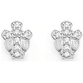 Pendientes plata 925 Amen – Colección Prega, Ama – Color rodio – Tamaño única pendientes a Lobo cruz circonitas