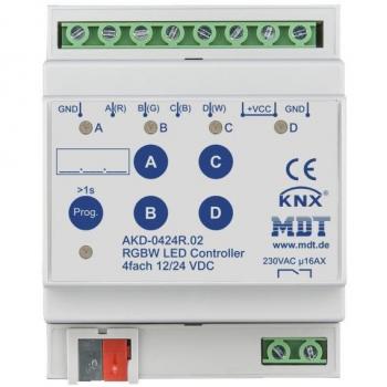 MDT AKD-0424R.02 RGBW 4-Channel LED Controller, 4/8 A, DIN Rail Mounted