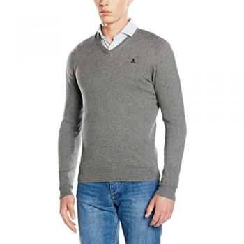 Scalpers Basic V Neck:Grey, Jersey para Hombre, Grey, S