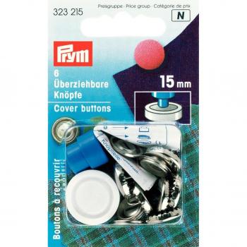 Prym Botón De Cubierta De Tela, Metal, Plata/Negro, 24'' 15 mm, 6