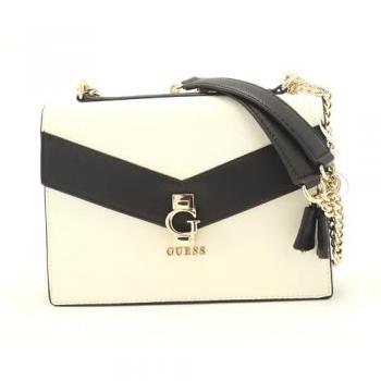 Guess White Shoulder Bag with Gold Details, Cross Body Bags, Female, Size: ONE SIZE