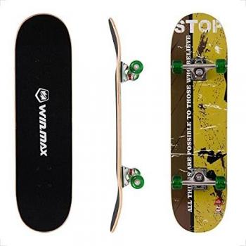 WIN.MAX Completo Skateboard para Principiantes 31x8 7 Capas Monopatín de Madera de Arce con rodamientos ABEC-7 Tabla de Skateboard