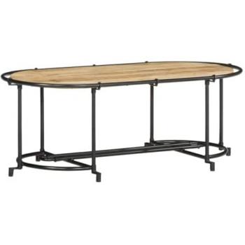 Mesa de centro madera maciza de mango rugosa 110x55x40 cm
