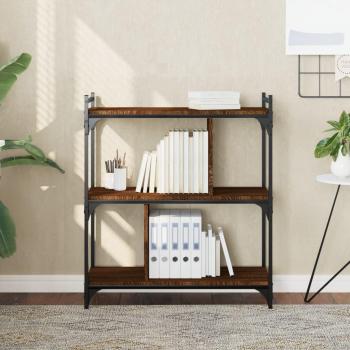 Librería de 3 estantes de madera de ingeniería 76x32x88 cm en colores Negro, Roble Sonoma y Roble ahumado, mueble de almacenaje para oficina, estudio y dormitorio