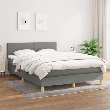 Cama box spring suave con colchón gris oscuro 140x200 cm tela
