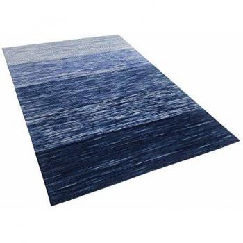 Alfombra Azul de Lana y Poliéster Tejida a Mano 160 x 230 cm Diseño Moderno