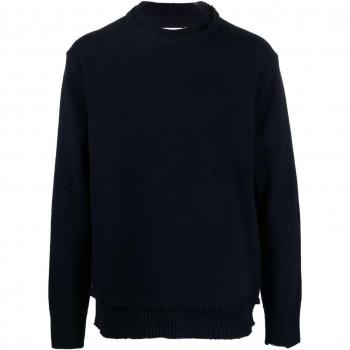 Maison Margiela Men's Navy Shetland Wool Sweater - Medium