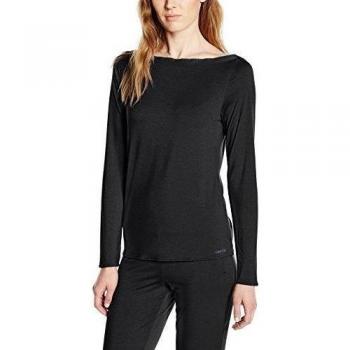 Calvin Klein - Camiseta de pijama con cuello redondo para mujer, talla 38, color negro 001