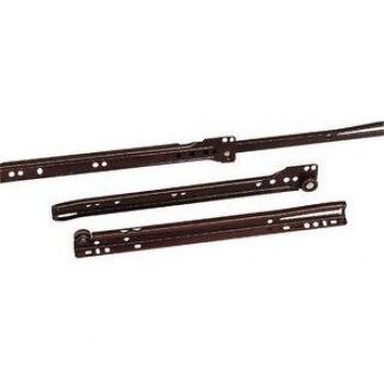 amig - Juego de 2 Guías Correderas Metálicas Mod.10 con ruedas para Cajones de Muebles, Cajoneras o Armarios, Acero Acabado en Blanco, Resistencia de carga: 18 Kg/Par, Medidas: 250 x 37 mm, Marron