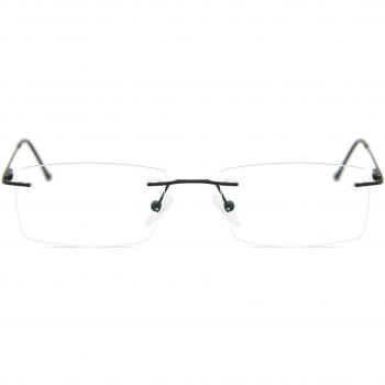 Gafas Recetadas Rectangulares Sin Armazón Metálicas Negras para Hombre - Gafas Anti-Azules - SmartBuy Collection