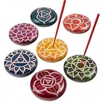 Cenicero porta-incienso de piedra esteatita tallada Puckator Chakra