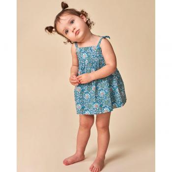Vestido tirantes azul claro para niña bebé