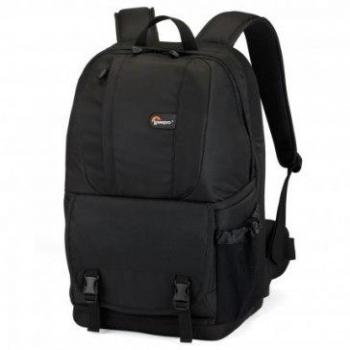 Lowepro Fastpack 250 Backpack Black - Camera backpack with adjustable padded dividers, dedicated laptop compartment (up to 15.4 inches), water-resistant base, ergonomic shoulder straps, quick-access front pocket, and side mesh pockets for accessories