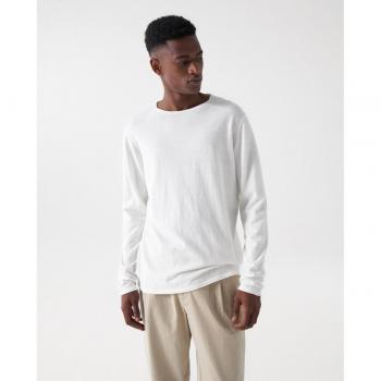 Jersey de punto fino de hombre color blanco y cuello redondo