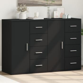 Aparadores de madera multicapa negro 2 piezas 59x39x80 cm
