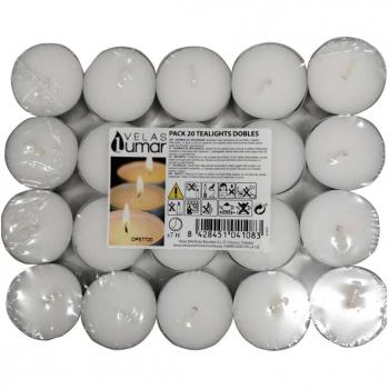 Pack de 20 Velas de Té Blancas Sin Perfume LUMAR para Ambientar Hogares con Olores Aromáticos