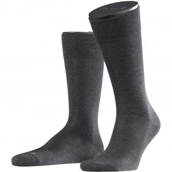 FALKE Sensitive Malaga Diabetic-Friendly Men's Socks, Size 6.5-9, Gray Cotton Block Colour (1 Pair)