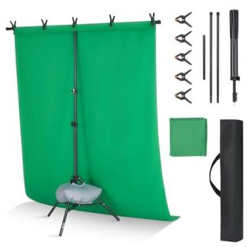 Adjustable Portable Backdrop Stand Kit, 5 x 6.5 ft with 3 Crossbars, Heavy Duty for Weddings and Photo Studios