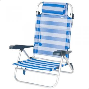 Silla de Playa Plegable Multiposición AKTIVE con Cojín Acolchado y Asas de Transporte, 8 Posiciones, Soporta 110 kg