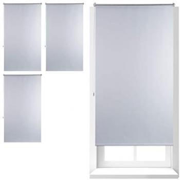 Estores Opacos Térmicos 4x90x160 cm, Cortinas Sin Perforar, Tela 86 cm Ancho, Color Blanco