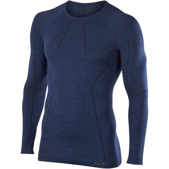 Camisa de Manga Larga de Lana Falke Tech para Hombre Azul Noche