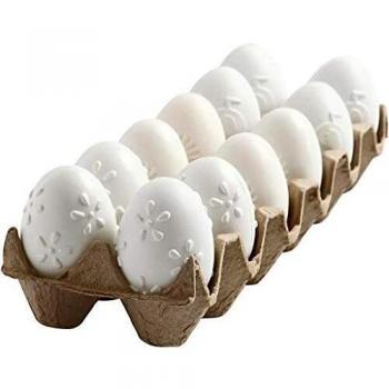 Huevos en Relieve, Altura: 6 cm, Color Blanco, Paquete de 12 Piezas