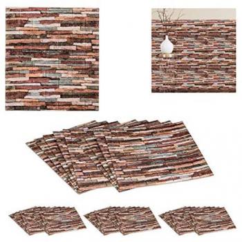 Paneles Pared Autoadhesivos 3D Efecto Piedra, Set de 40, Cortables a Medida, Multicolor, 77 x 70 cm