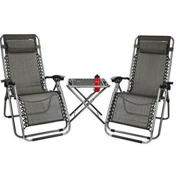 Abbey Camp 3-Piece Anthracite Patio Set with Folding Table and Chairs