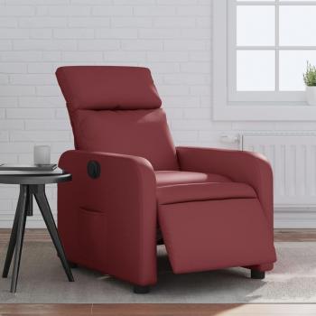 Sillón reclinable eléctrico de cuero sintético rojo tinto Vidaxl 551498