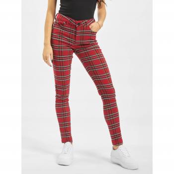 Urban Classics Women's Plus Size Skinny Tartan Pants Red/Black 33
