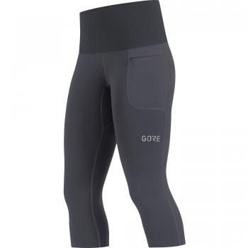 GORE WEAR R5 Mallas de running 3/4 para mujer, 36, Gris oscuro/Negro