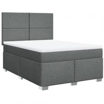 Cama box spring suave con colchón de tela gris oscuro 140x200 cm