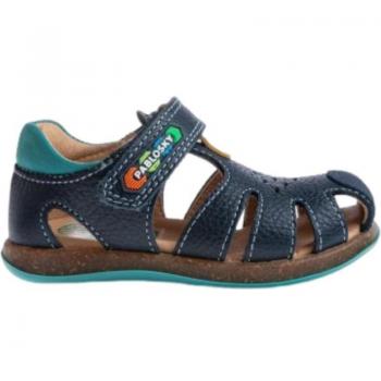 Sandalias Pablosky para niño de piel en color azul con cierre adherente