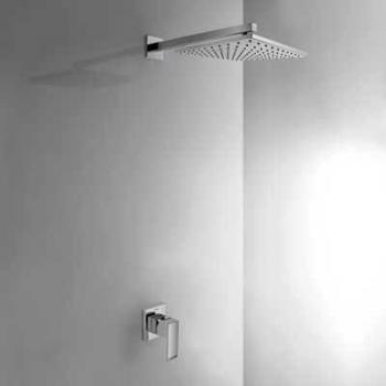 Tres Griferia - Kit De Ducha Monomando Empotrado Cuadro Con Cierre Y Regulación De Caudal. · Cuerpo Empotrado Incluido · Ducha Fija 300X300 Mm. Con Rótula. Material Latón.