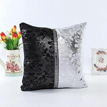 45cm x 45cm Funda De Almohada PorcelanaNegra Y Blanca Cuero De Imitación