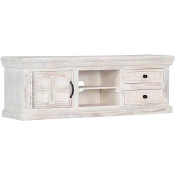 Mueble de TV de madera maciza de mango blanco 120x30x40 cm