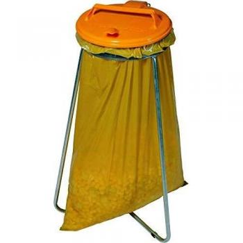 Colector de basura estacionario 1 x 120 L con tapa amarilla, dimensiones H950xB530xT530mm