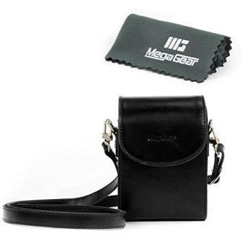 MegaGear MG823 - Funda de Piel con Correa para Samsung WB350F, Color Negro