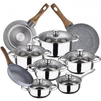Batería de Cocina San Ignacio 12 Piezas Acero Inoxidable y Aluminio Forjado (Ollas 18/26/28 cm)