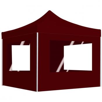 Carpa plegable profesional con paredes de aluminio color burdeos 2x2 m