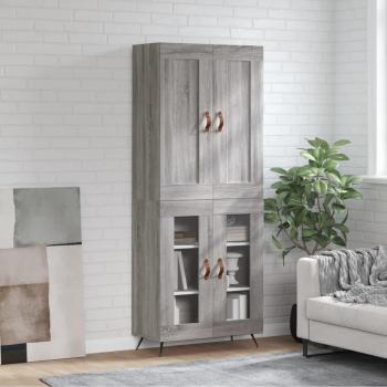 Aparador alto de madera contrachapada gris sonoma 69,5x34x180 cm