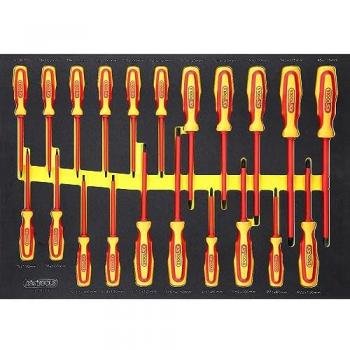 Juego de destornilladores VDE ERGOTORQUE 21 piezas con inserto de gomaespuma